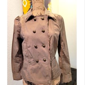 LOFT Tan Double Breasted Peplum Jacket, Sz 10P